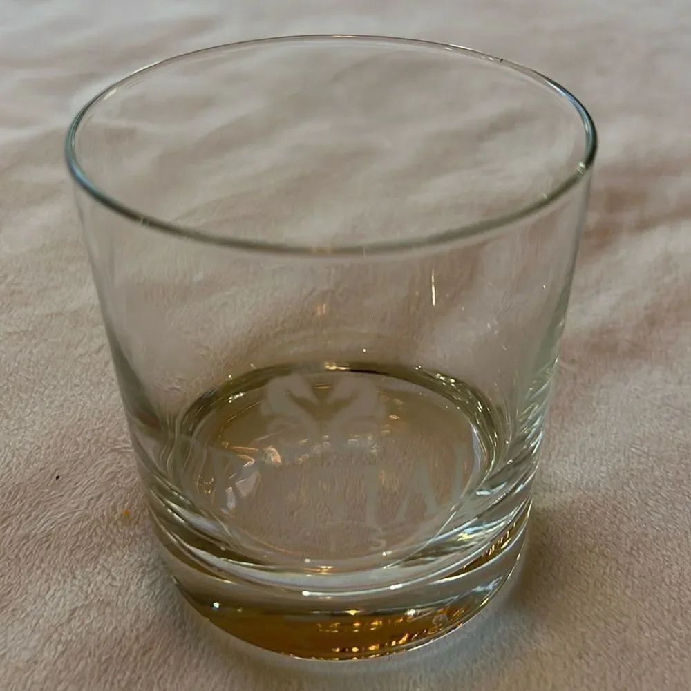 Crystal Cruises Rocks Glass 8 Oz 1 1/2 In Tall 3 Inches Round Clear White Letter